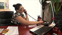 Brunette secretary  with big natural boobs Zafira was involved by her luscious boss into hot Sapphic game in the office