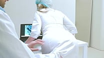 lustful nurse substituted her ass to the doctor. he fucked her right on the table